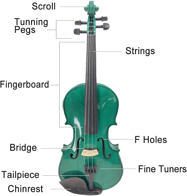ModouString Electric Violin 4/4 full Size 4 string Acoustic Violin Spruce Maple Ebony Wood with Case, Bow Handmade for Beginners, Students, Professionals (Green) - Image 2